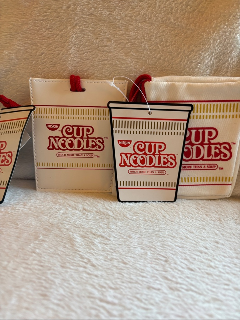 Nissin Cup Noodles Coin Purse and Luggage Tag- White with Red Logo
